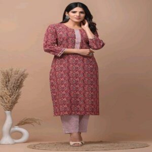 Hand Blocked Kurti Pant Set - Image 8