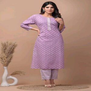 Hand Blocked Kurti Pant Set - Image 10