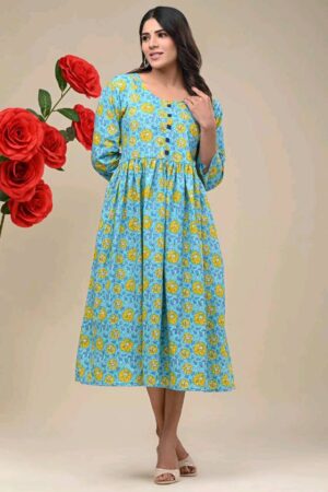 Bagru Handblock printed Long One Piece Dress