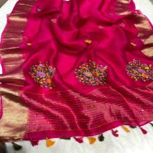 Organza Silk Saree with Kanchi Border - Image 3