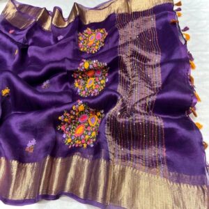 Organza Silk Saree with Kanchi Border - Image 4