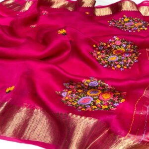 Organza Silk Saree with Kanchi Border - Image 6
