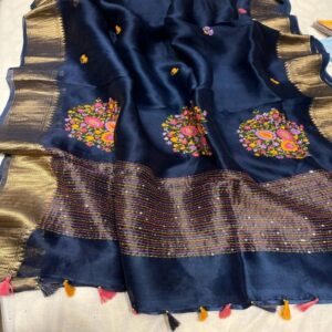 Organza Silk Saree with Kanchi Border - Image 10