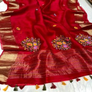 Organza Silk Saree with Kanchi Border - Image 11
