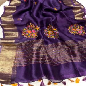 Organza Silk Saree with Kanchi Border - Image 12