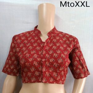 Cotton blouse Ajrakh & Kalamkari handblock print - Image 2