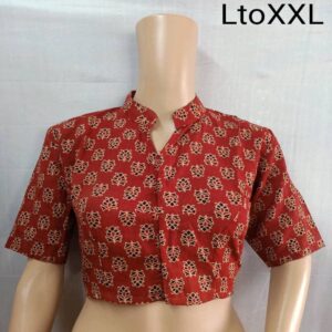 Cotton blouse Ajrakh & Kalamkari handblock print - Image 4