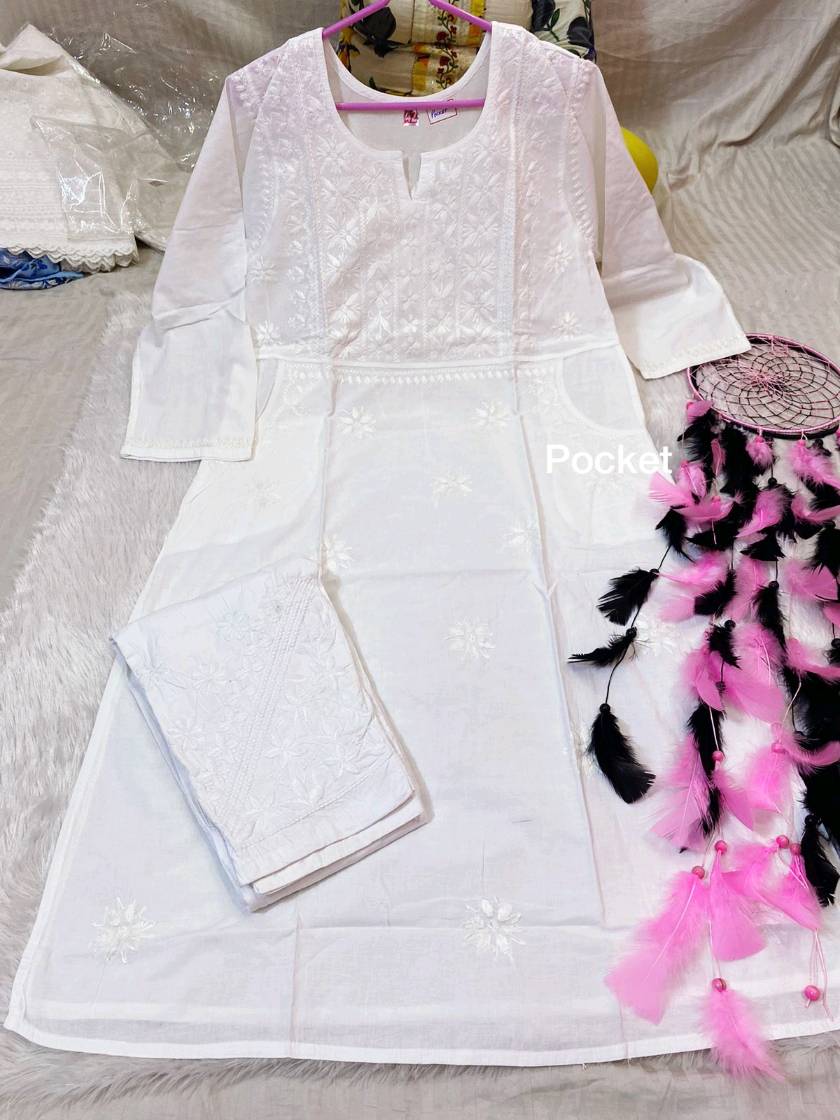 White Chikankari Set