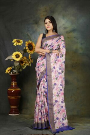 Linen Floral Saree
