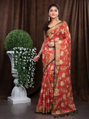 Linen Floral Saree - Image 10