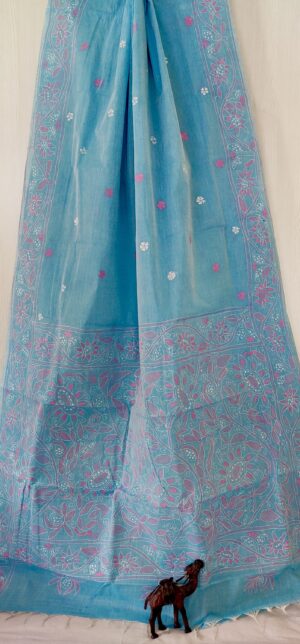 Cotton Kantha Stitch Saree - Image 10