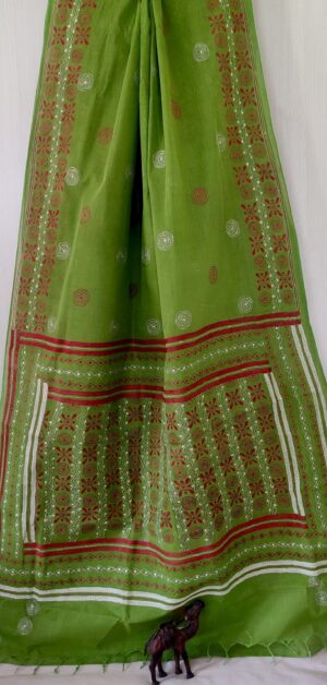 Cotton Kantha Stitch Saree - Image 12