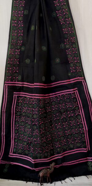 Cotton Kantha Stitch Saree - Image 7