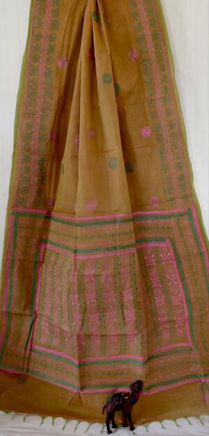 Cotton Kantha Stitch Saree - Image 19