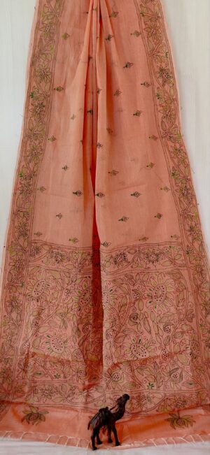 Cotton Kantha Stitch Saree - Image 18