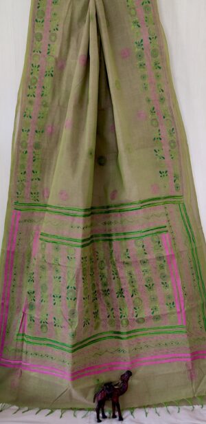 Cotton Kantha Stitch Saree - Image 9