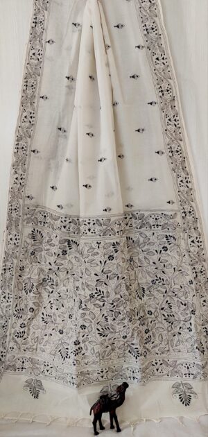 Cotton Kantha Stitch Saree - Image 11