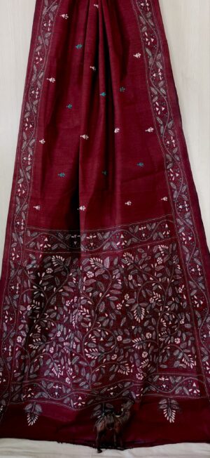 Cotton Kantha Stitch Saree - Image 3