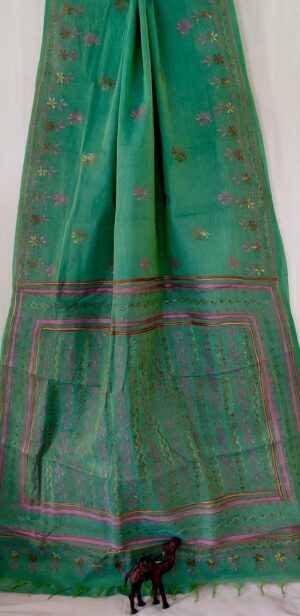 Cotton Kantha Stitch Saree - Image 6