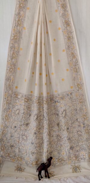 Cotton Kantha Stitch Saree - Image 4