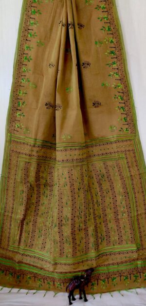 Cotton Kantha Stitch Saree - Image 15