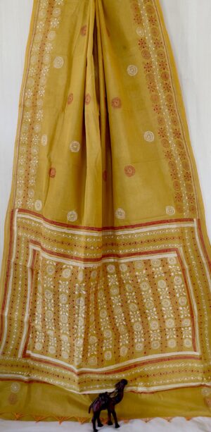 Cotton Kantha Stitch Saree - Image 14