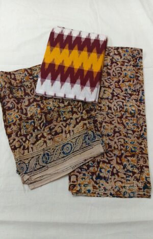 Ikkat Kalamkari Dress Material - Image 9