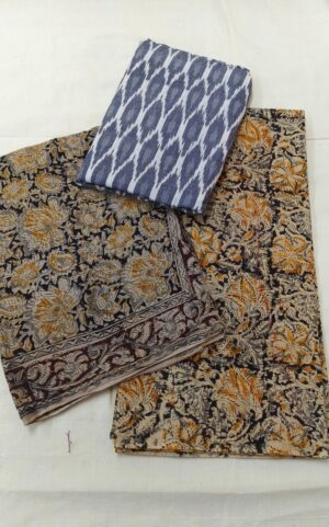 Ikkat Kalamkari Dress Material - Image 17