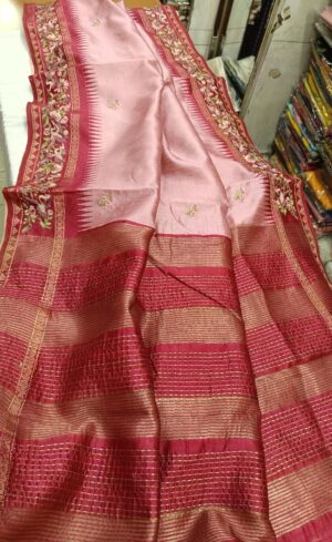 Tussar Saree with Parsi Ghara Border - Image 7