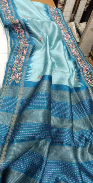 Tussar Saree with Parsi Ghara Border